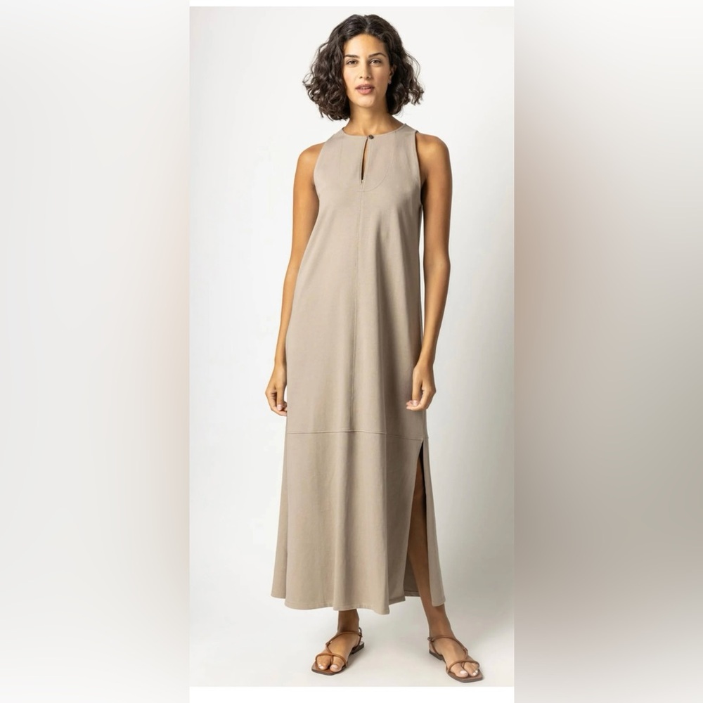 Lilla P Keyhole Maxi Dress, Tan, Minimal XS
